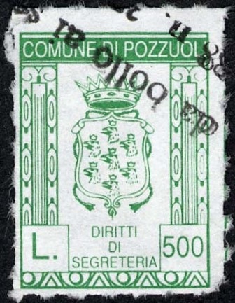 Marca da Bollo del Comune di POZZUOLI su Carta Bianca di dimensioni mm