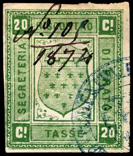 Marca da Bollo del Comune di PRATO su Carta Bianca Sottile di dimensioni 27,5 x 32,5 mm