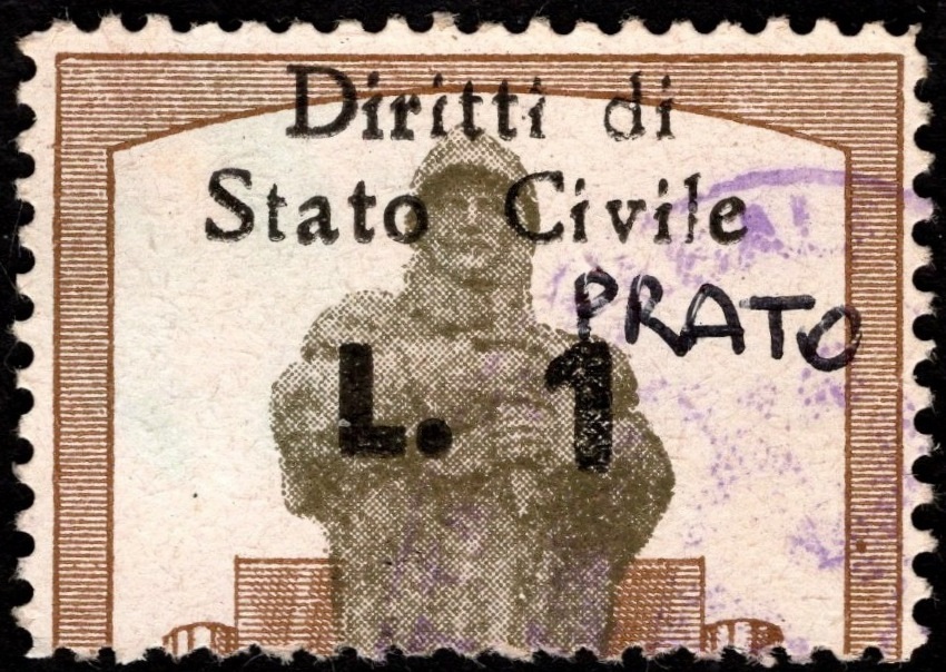 Marca da Bollo del Comune di PRATO su Carta Bianca di dimensioni 23 x16 mm
