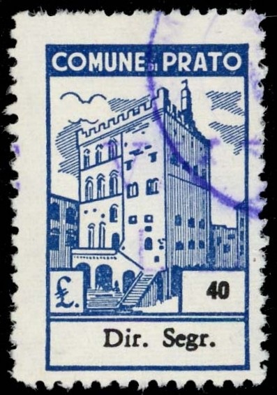 Marca da Bollo del Comune di PRATO su Carta Bianca Sottile di dimensioni 21 X 33,5 mm