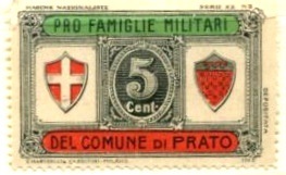 Marca da Bollo del Comune di PRATO su Carta Bianca di dimensioni 34 x 25 mm