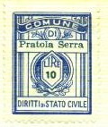 Marca da Bollo del Comune di PRATOLA SERRA su Carta Bianca Sottile di dimensioni 21 x 22 mm