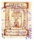 Marca da Bollo del Comune di PRATOLA PELIGNA su Carta Bianca Sottile di dimensioni 20,5 x 28 mm