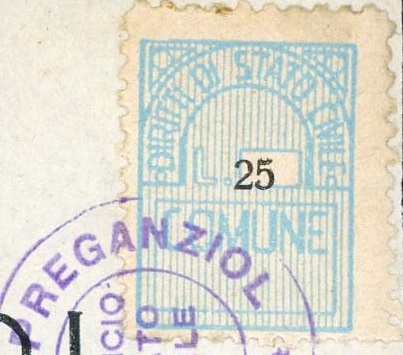 Marca da Bollo del Comune di PREGANZIOL su Carta Bianca di dimensioni 15 x 20 mm