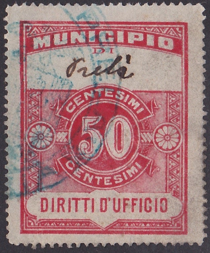 Marca da Bollo del Comune di PRELA´ su Carta Bianca di dimensioni 23 x 29 mm