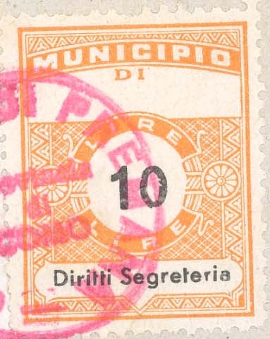 Marca da Bollo del Comune di PREMANA su Carta Bianca di dimensioni 22,5 x 29 mm