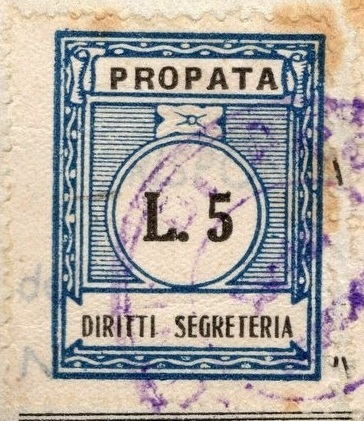 Marca da Bollo del Comune di PROPATA su Carta Bianca di dimensioni 13 x 19 mm