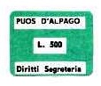 Marca da Bollo del Comune di PUOS D´ALPAGO su Carta Bianca di dimensioni 23 x 18 mm