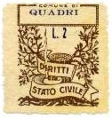 Marca da Bollo del Comune di QUADRI su Carta Verde di dimensioni 22 x 28,5 mm