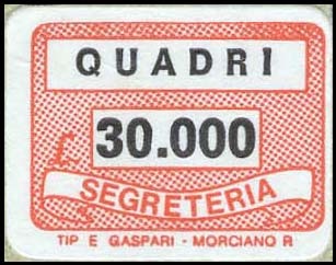 Marca da Bollo del Comune di QUADRI su Carta Bianca di dimensioni 19 x 9 mm