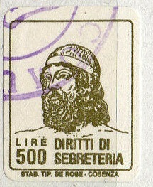 Marca da Bollo del Comune di QUADRI su Carta Bianca di dimensioni mm