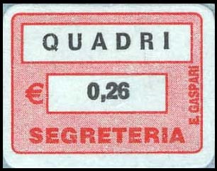 Marca da Bollo del Comune di QUADRI su Carta Bianca di dimensioni 19 x 14 mm