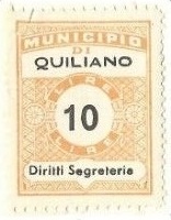 Marca da Bollo del Comune di QUALIANO su Carta Bianca di dimensioni 22,5 x 29 mm