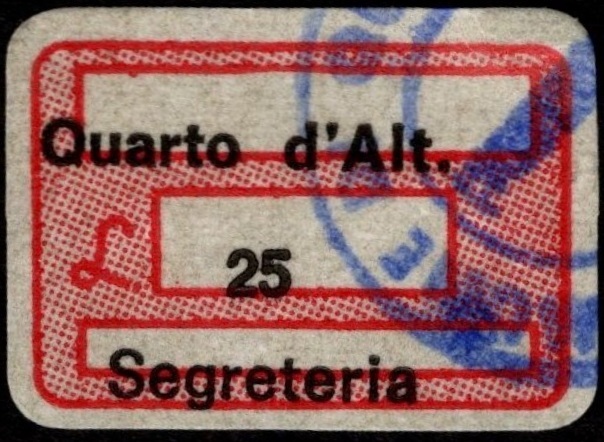 Marca da Bollo del Comune di QUARTO D´ALTINO su Carta Bianca di dimensioni 20 x 14 mm