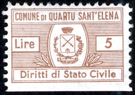 Marca da Bollo del Comune di QUARTU SANT´ELENA su Carta Bianca di dimensioni 25 x 18 mm