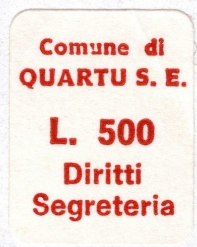 Marca da Bollo del Comune di QUARTU SANT´ELENA su di dimensioni 17 x 20 mm