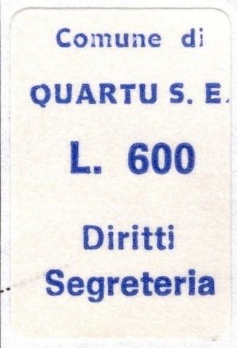 Marca da Bollo del Comune di QUARTU SANT´ELENA su di dimensioni 15,5 x 22 mm