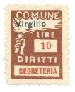 Marca da Bollo del Comune di VIRGILIO su Carta Bianca Sottile di dimensioni 18 x 25 mm