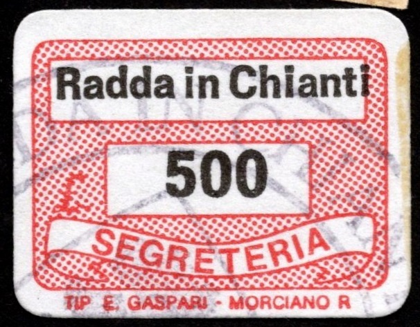 Marca da Bollo del Comune di RADDA IN CHIANTI su Carta Bianca di dimensioni 20 x 14 mm