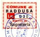 Marca da Bollo del Comune di RADDUSA su di dimensioni 29 x 22,5 mm