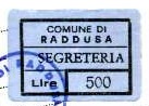 Marca da Bollo del Comune di RADDUSA su di dimensioni 24,5 X 17 mm