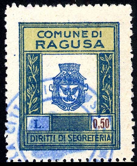 Marca da Bollo del Comune di RAGUSA su di dimensioni 23,5 x 29,5 mm