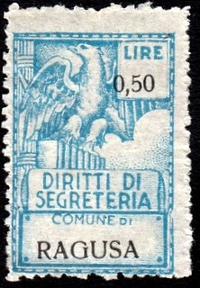 Marca da Bollo del Comune di RAGUSA su Carta Bianca Sottile di dimensioni 20 x 30 mm
