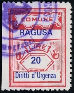 Marca da Bollo del Comune di RAGUSA su Carta Bianca di dimensioni mm