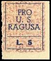 Marca da Bollo del Comune di RAGUSA su Carta Bianca di dimensioni 19 x 23,5 mm
