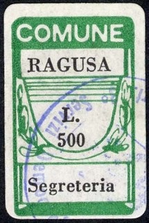 Marca da Bollo del Comune di RAGUSA su Carta Bianca di dimensioni 18 x 29,5 mm