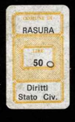 Marca da Bollo del Comune di RAGUSA su Carta Bianca di dimensioni 18 x 29,5 mm