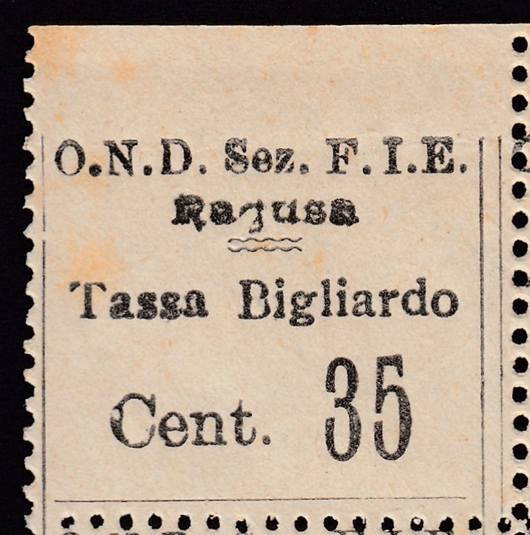 Marca da Bollo del Comune di RAGUSA su Carta Bianca di dimensioni 25 x 23 mm