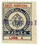 Marca da Bollo del Comune di RAGUSA su Carta Bianca di dimensioni 23,5 X 30,5 mm