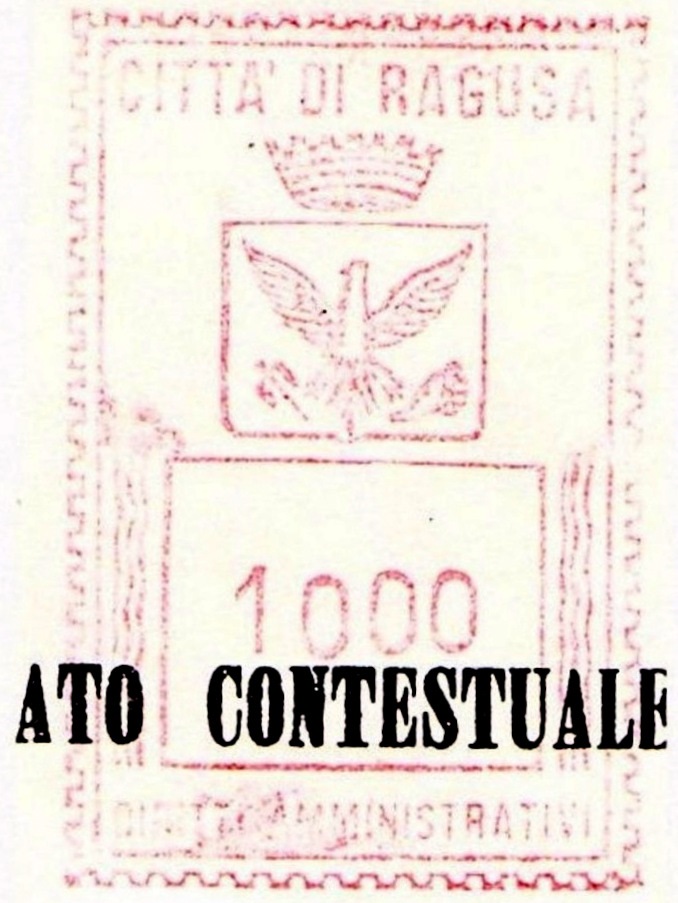 Marca da Bollo del Comune di RAGUSA su Carta Bianca di dimensioni 25 X 38 mm