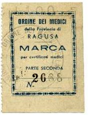 Marca da Bollo del Comune di RAGUSA su di dimensioni 64 x 42,5 mm
