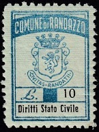 Marca da Bollo del Comune di RANDAZZO su Carta Colorata di dimensioni 18 x 25 mm