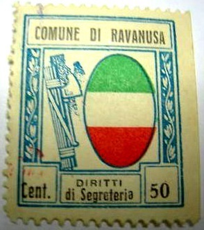 Marca da Bollo del Comune di RAVANUSA su Carta Bianca Sottile di dimensioni mm
