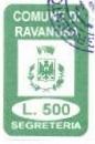 Marca da Bollo del Comune di RAVANUSA su Carta Bianca di dimensioni 18 x 28 mm