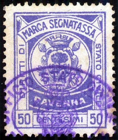 Marca da Bollo del Comune di RAVENNA su Carta Bianca Sottile di dimensioni 22 x 27 mm