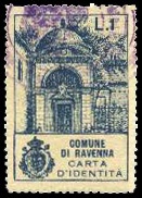 Marca da Bollo del Comune di RAVENNA su Carta Bianca Sottile di dimensioni 26 x 38 mm