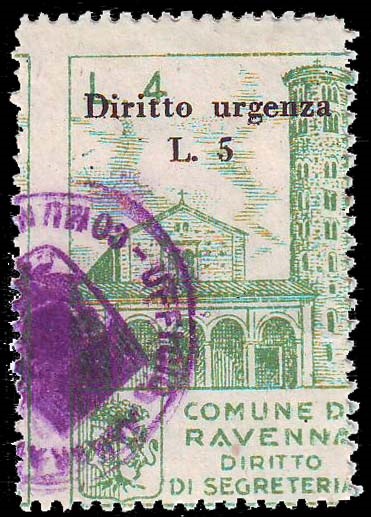 Marca da Bollo del Comune di RAVENNA su Carta Bianca di dimensioni 24 x 32 mm