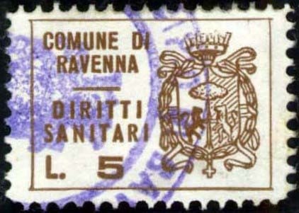 Marca da Bollo del Comune di RAVENNA su Carta Bianca di dimensioni 36 x 22 mm