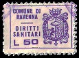 Marca da Bollo del Comune di RAVENNA su Carta Colorata di dimensioni 28,5 x 16,5 mm