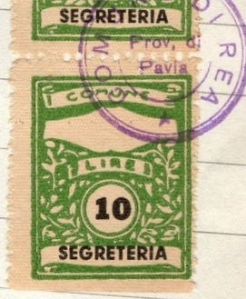 Marca da Bollo del Comune di REA su Carta Bianca di dimensioni 22 x 29 mm