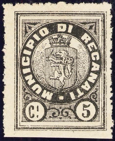 Marca da Bollo del Comune di RECANATI su di dimensioni 26,5 x 34 mm