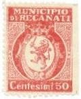 Marca da Bollo del Comune di RECANATI su di dimensioni 23,5 x 31 mm