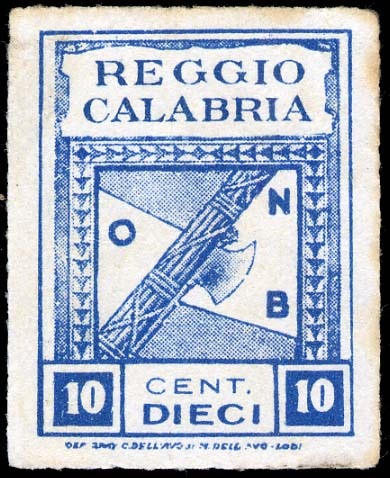 Marca da Bollo del Comune di REGGIO CALABRIA su di dimensioni 21,5 x 29,5 mm