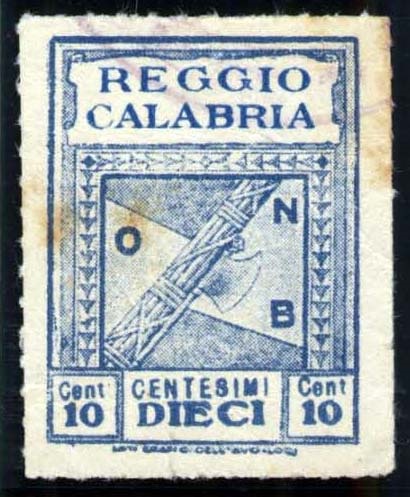 Marca da Bollo del Comune di REGGIO CALABRIA su Carta Bianca di dimensioni 21,5 x 29,5 mm