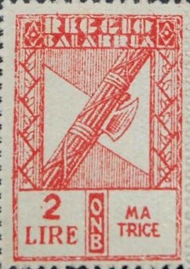 Marca da Bollo del Comune di REGGIO CALABRIA su Carta Bianca di dimensioni 18 x 27 mm