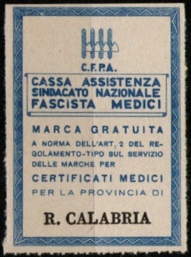 Marca da Bollo del Comune di REGGIO CALABRIA su Carta Bianca di dimensioni 28 x 43 mm